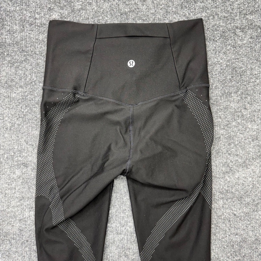 Lululemon Tight Stuff Tight II Black Dotted Reflective Leggings Size 4 High Rise - Picture 6 of 8